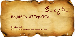 Boján Árpád névjegykártya